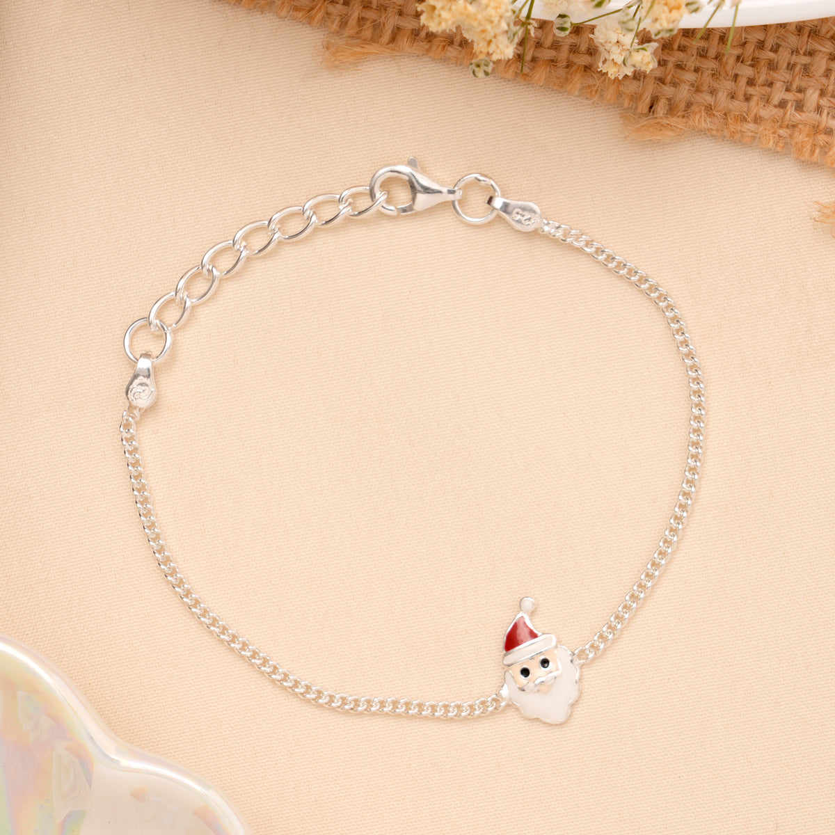 Santa Claus Enamel Baby Silver Bracelet