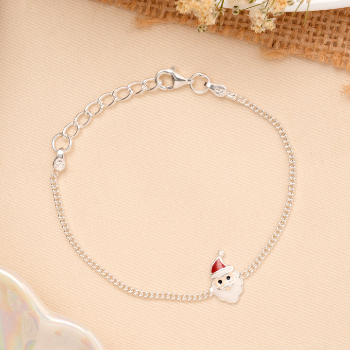 Santa Claus Enamel Baby Silver Bracelet