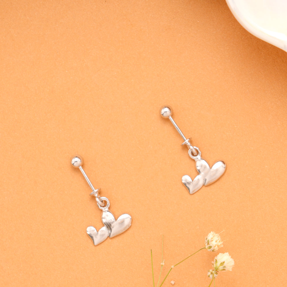 Dainty Heart Drop Silver Earrings