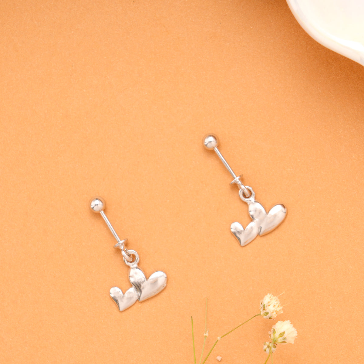Dainty Heart Drop Silver Earrings