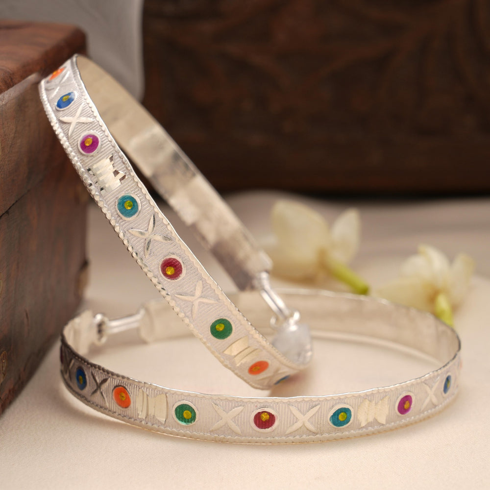 Ethnic Silver Bangles for Valaikappu