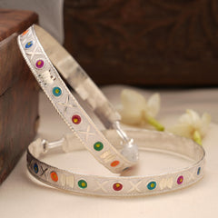 Ethnic Silver Bangles for Valaikappu