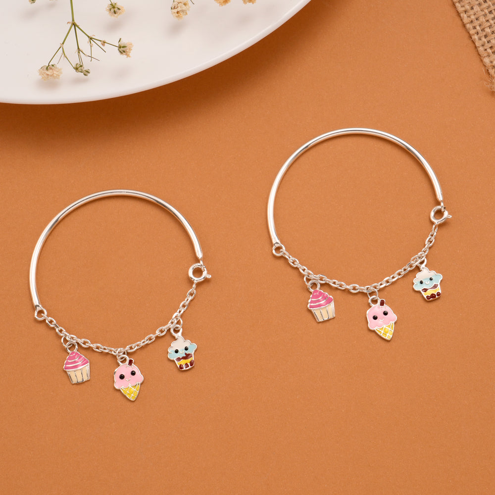 Ice Cream Cup Cake Silver Baby Bangle