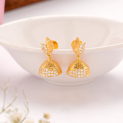 Leaf Shape Casting Golden Jhumkas