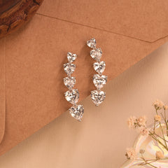 Minimal Crystal Silver Heart Ear Crawlers