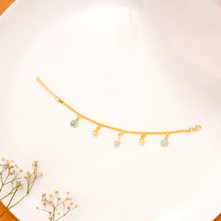 Silver Gold Plated Smiley Charm Bracelet