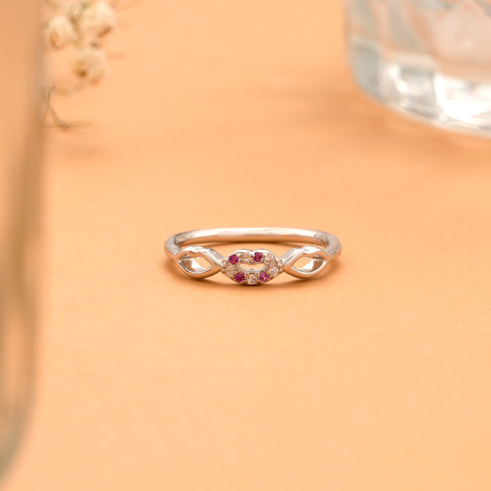 Triple Shaped Design with Stone Silver Ring