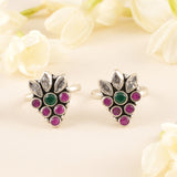 Emerald with Ruby Drops Toe Ring