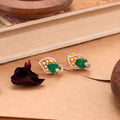 Classic Leaf Emerald Swarovski Stud