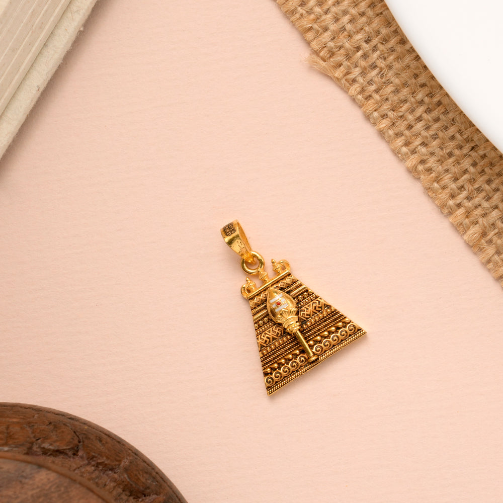 Antique Gopuram with Vel Gold Pendant