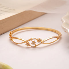 Trendy Triple Floral Curve Design Golden Kada