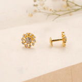 Shining Snowflake Golden Kundan Earring
