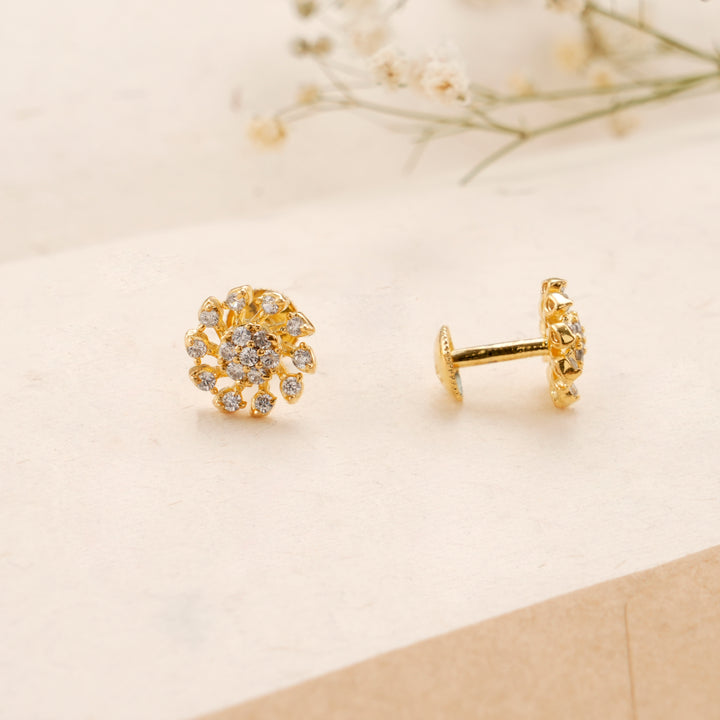 Shining Snowflake Golden Kundan Earring