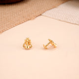 Minimalist Floral Silver Gold Plated Stud