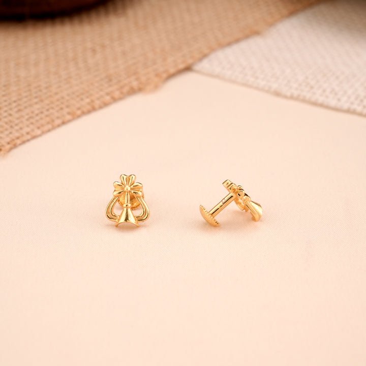 Minimalist Floral Silver Gold Plated Stud