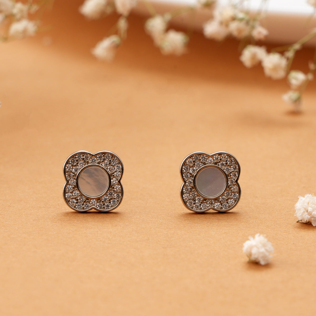 Floral Design Mother of Pearl Studs