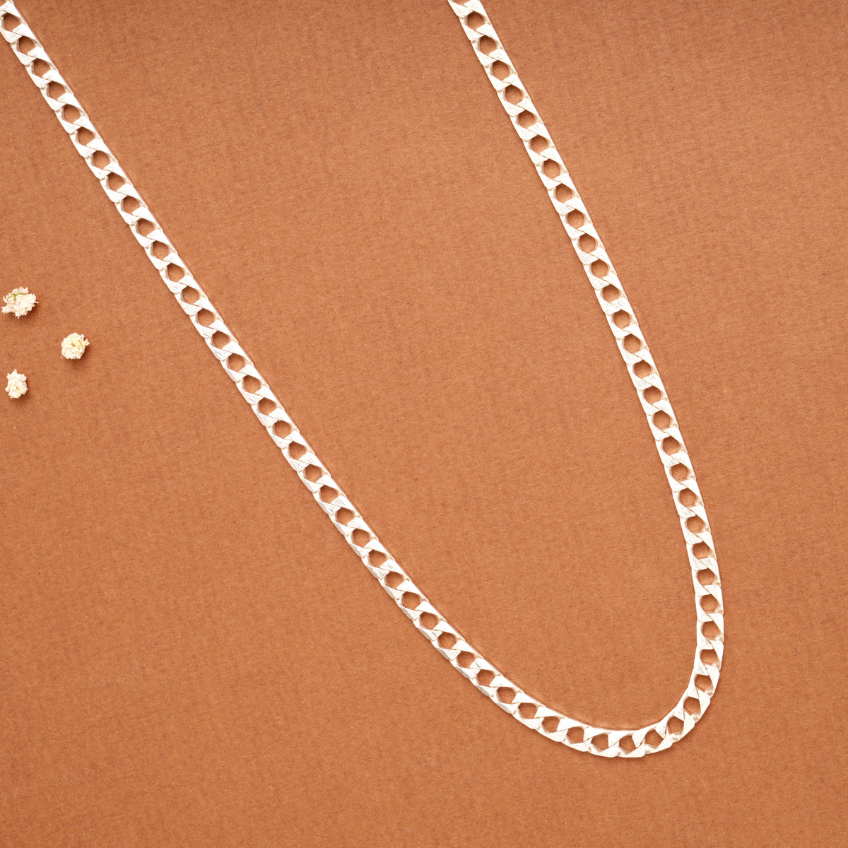 Classic Silver Flat Curb Link Men’s Chain