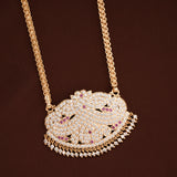 Floral Pendant White Stone Golden Chain