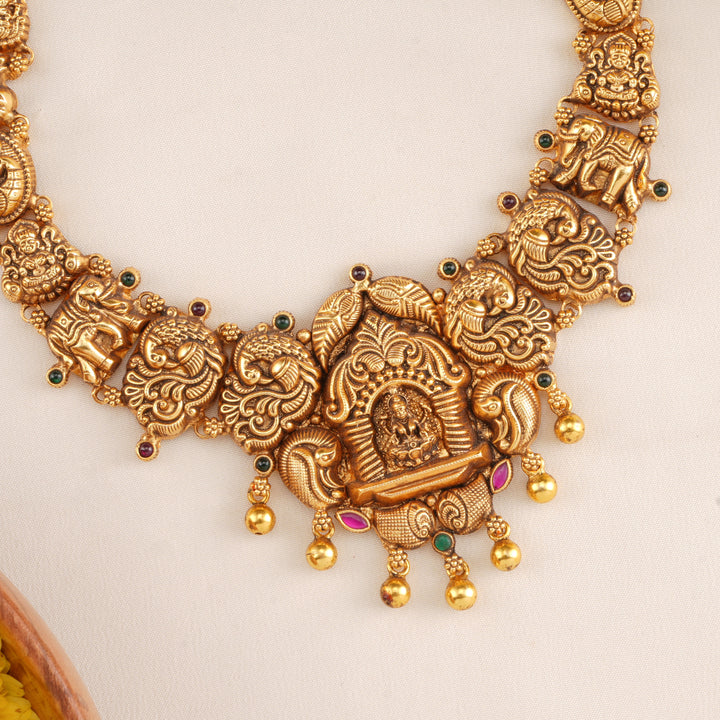 Antique Temple Lakshmi with Peacock Necklace