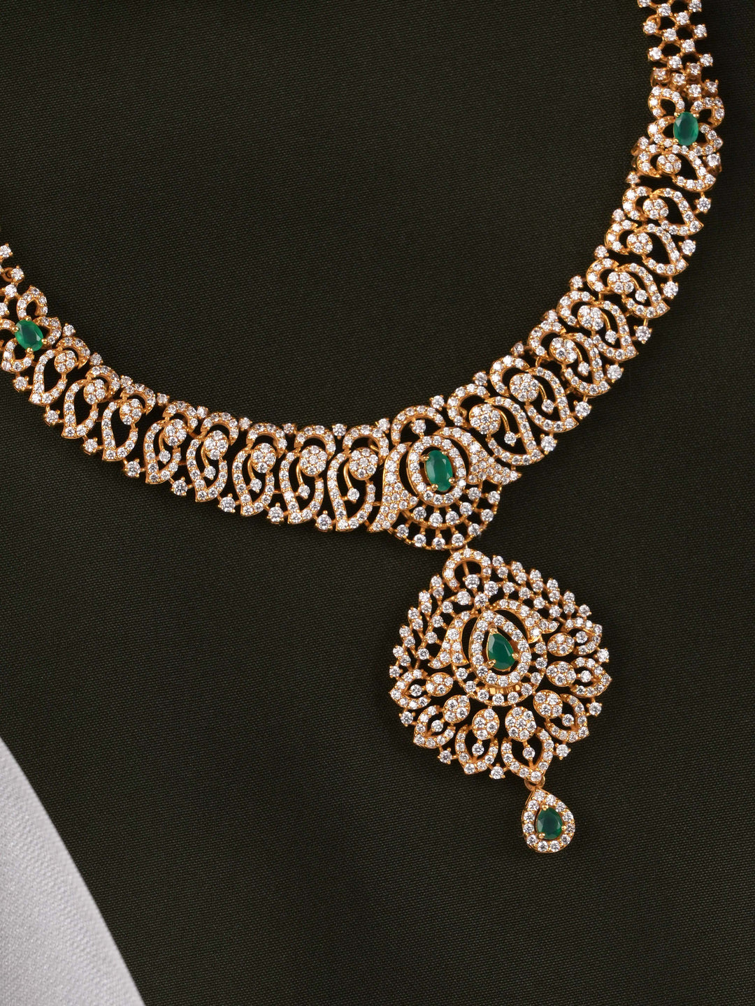 Emerald Radiance Swarovski  Gold Necklace