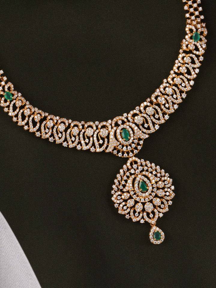 Emerald Radiance Swarovski  Gold Necklace