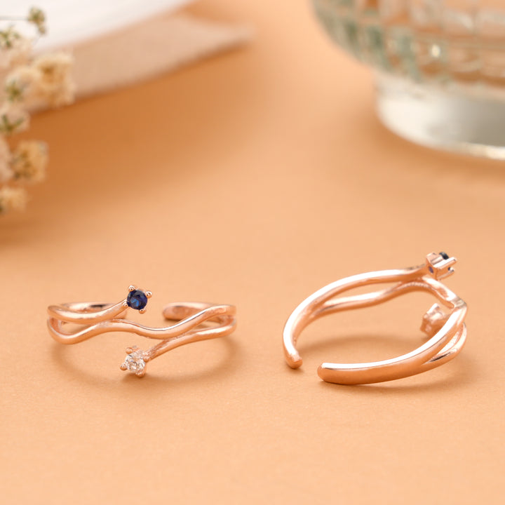Silver Rose Gold Royal Sapphire Glow Toe Ring