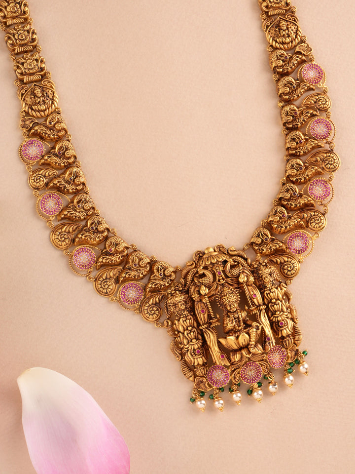 Antique Temple Work Lakshmi Devi Gold Haram