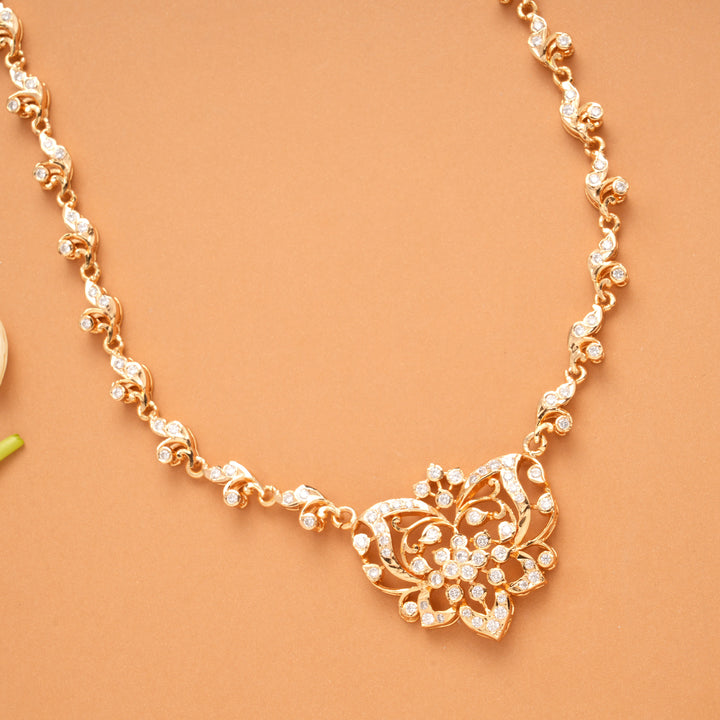 Elegant Butterfly Design Floral Golden Necklace