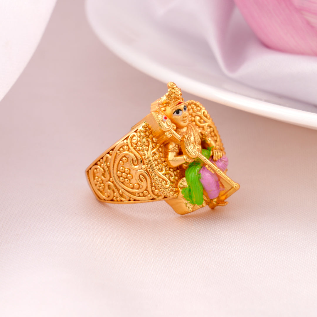 Lord Murugan Gold Plated Silver Ring