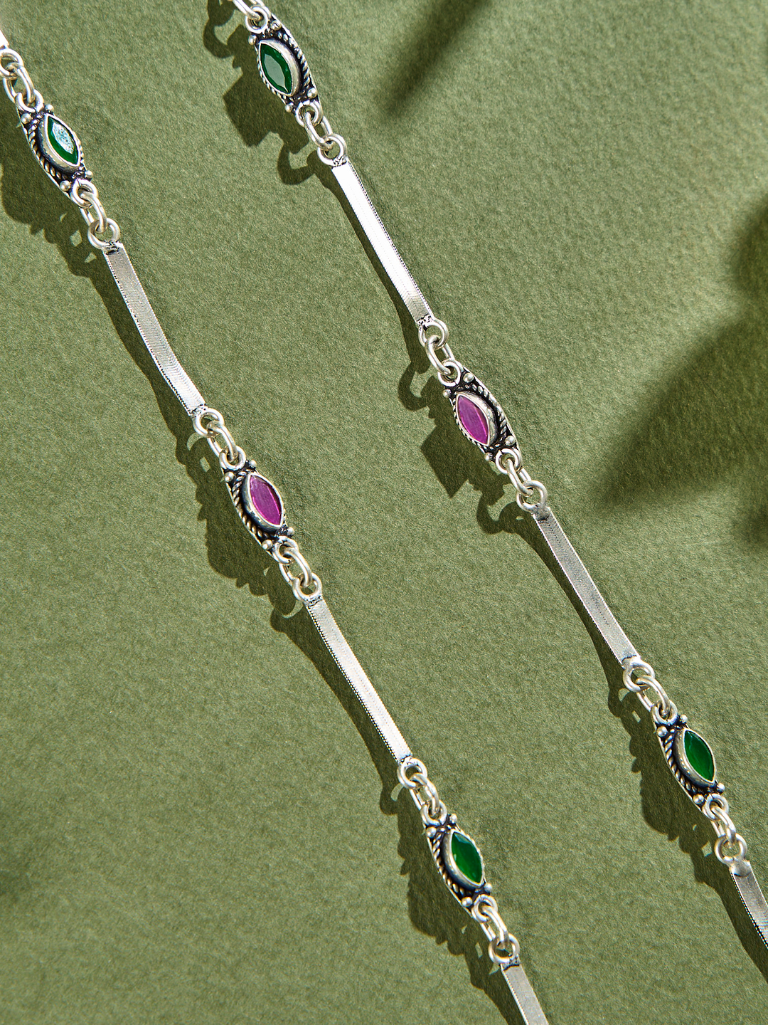 Ruby Emerald Line Symphony Anklet