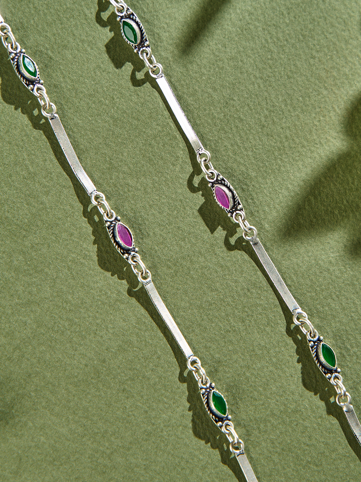Ruby Emerald Line Symphony Anklet