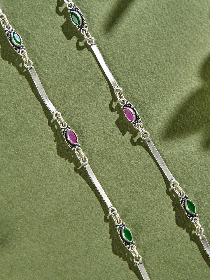 Ruby Emerald Line Symphony Anklet