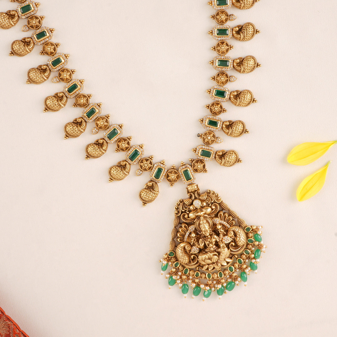 Traditional Lakshmi with Halo Emerald Haram