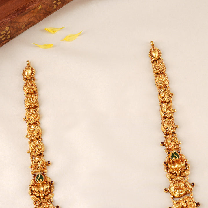 Devotional Lakshmi Bead Drops Gold Haram