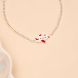 Red Airplane Enamel Baby Silver Bracelet