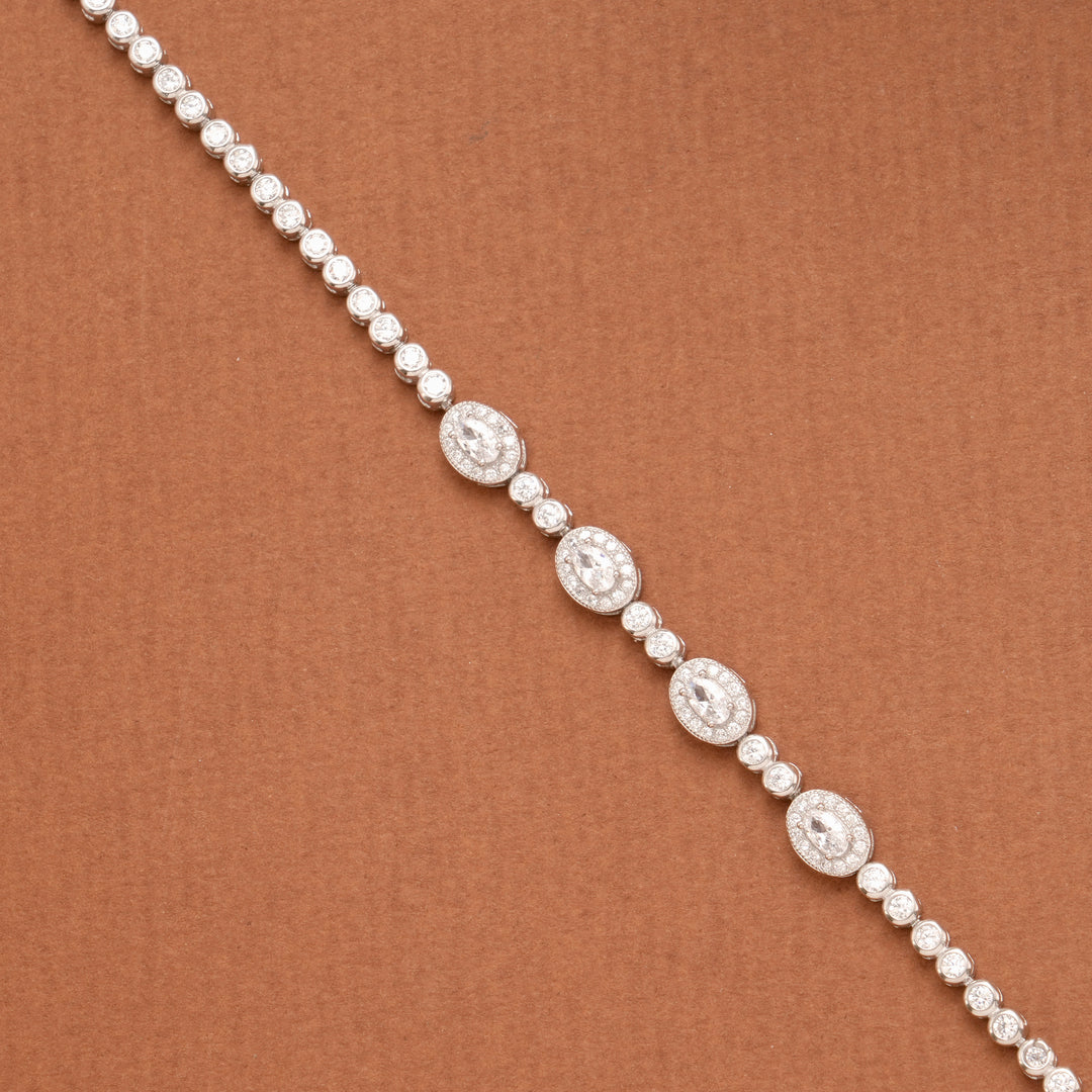Sparkling White Stone Silver Women’s Bracelet