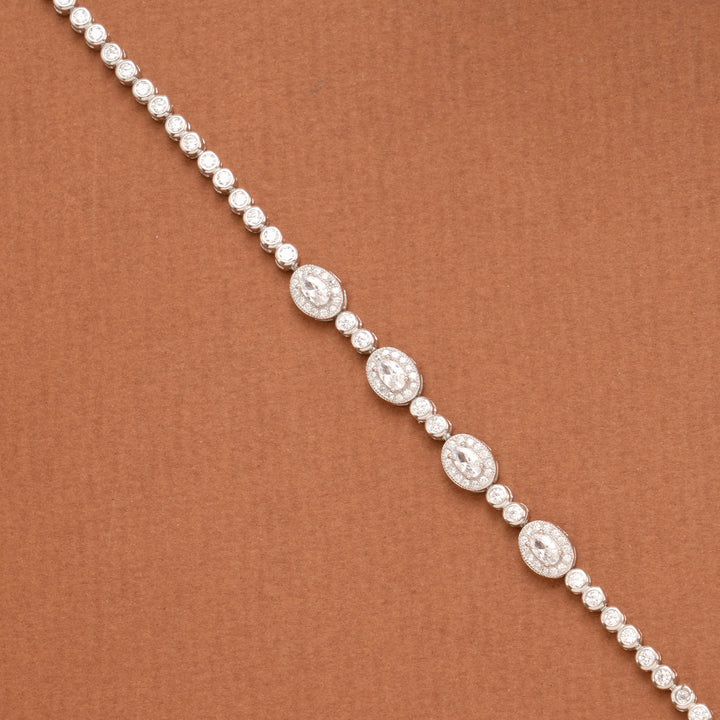 Sparkling White Stone Silver Women’s Bracelet