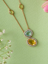 Yellow and Blue Sapphire Rose Gold Diamond chain