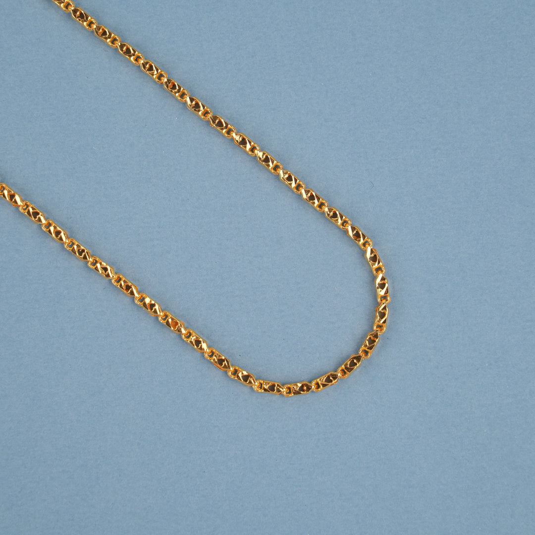 Classic Interlocking Textured Gold Link Chain