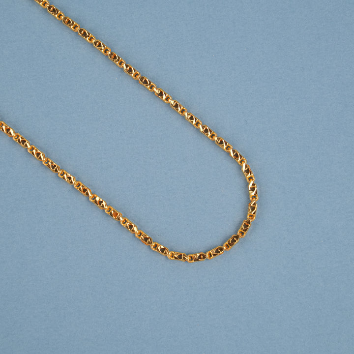 Classic Interlocking Textured Gold Link Chain