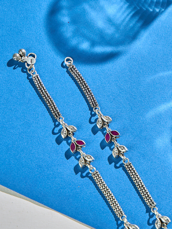 Floral Feather Path Antique Anklet
