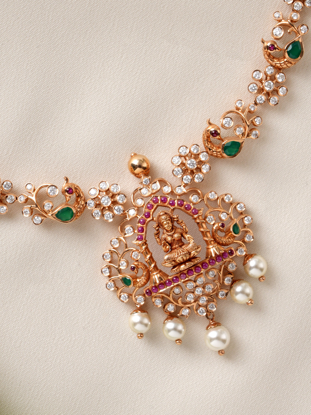 Lakshmi with Peacock Diamond Necklace