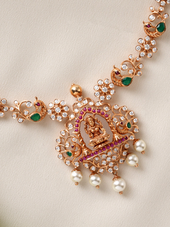 Lakshmi with Peacock Diamond Necklace