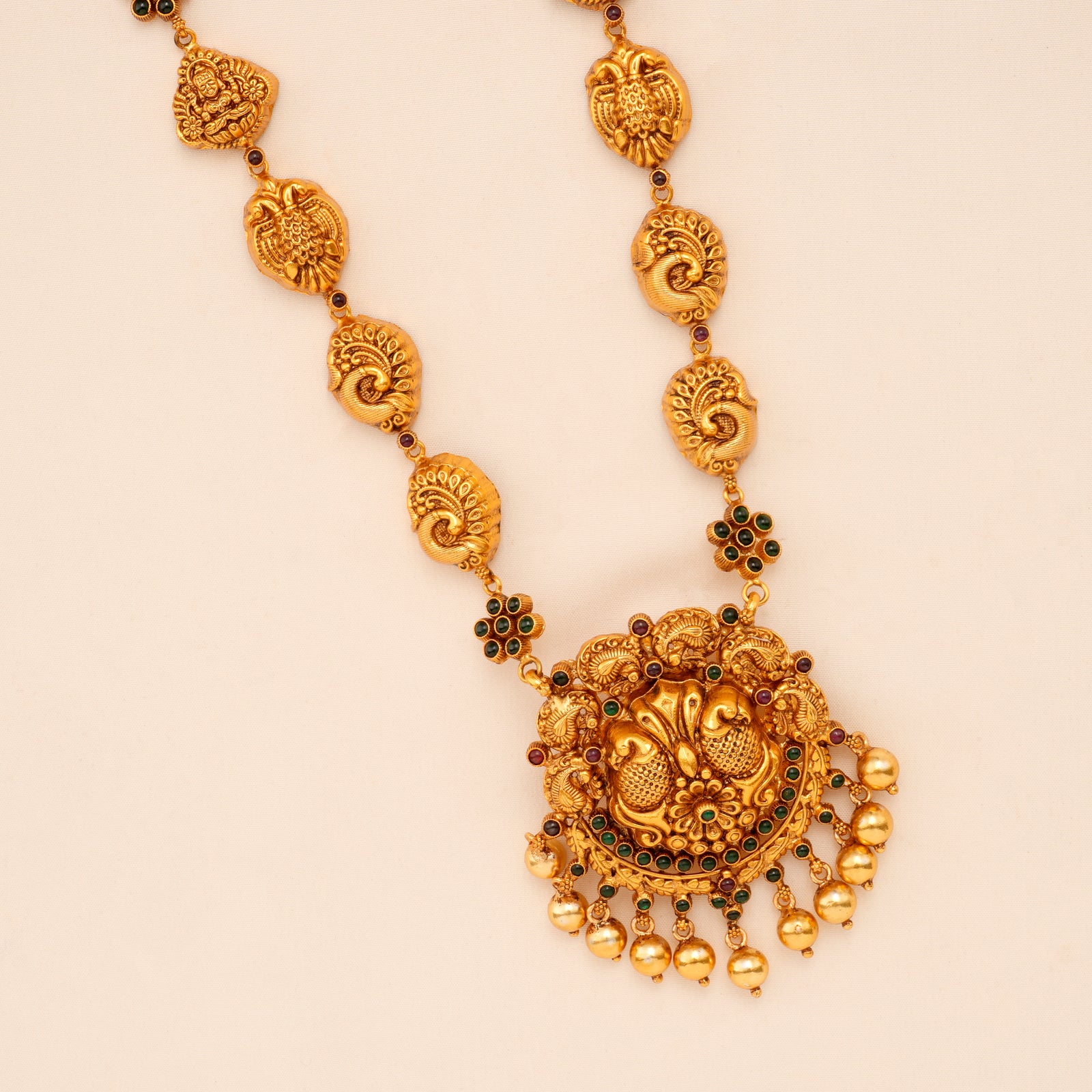 Lakshmi Vinayagar Peacock Design Golden Haram