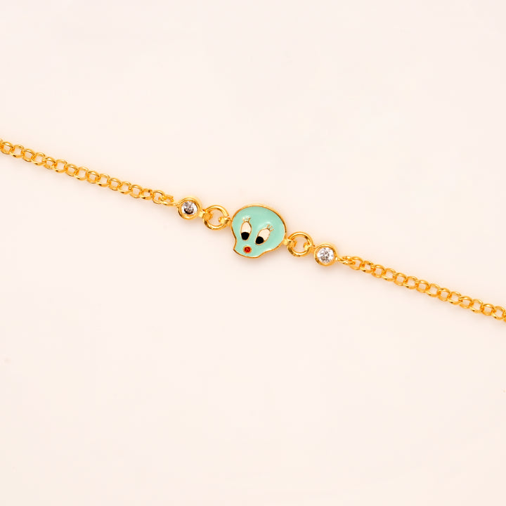 Cartoon Face Charm Gold Plated Bracelet