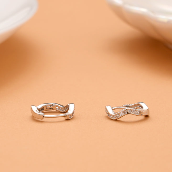 Wave Shine Silver Hoops Stud