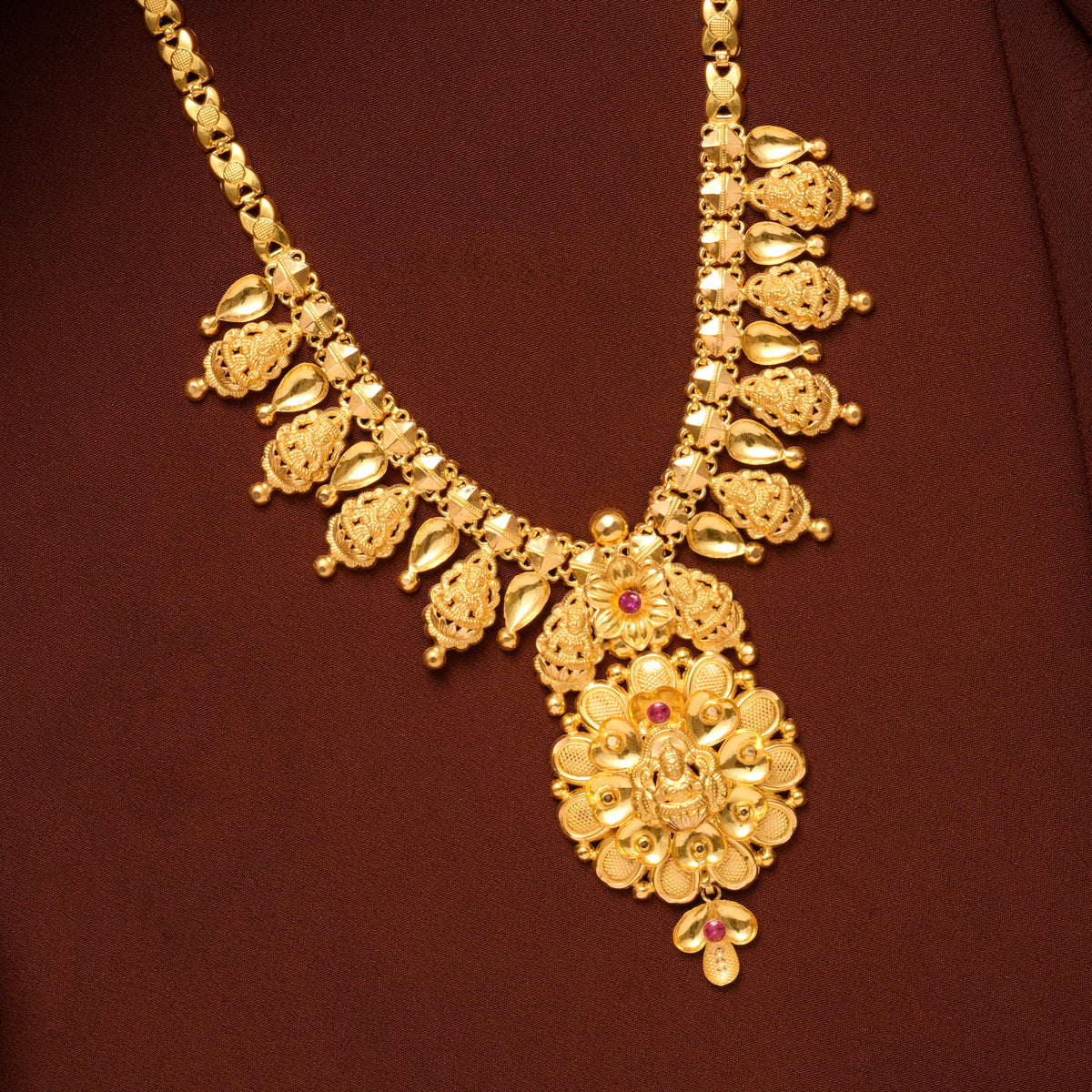 Flower Pattern Lakshmi Devi Gold Haram