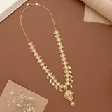 Elegant Leafy Pattern Casting Golden Necklace Set