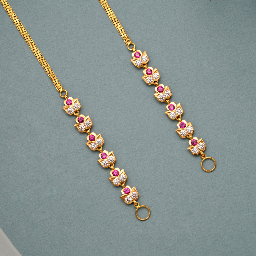 Ruby White Floral Gold Ear Mattal
