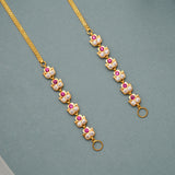 Ruby White Floral Gold Ear Mattal